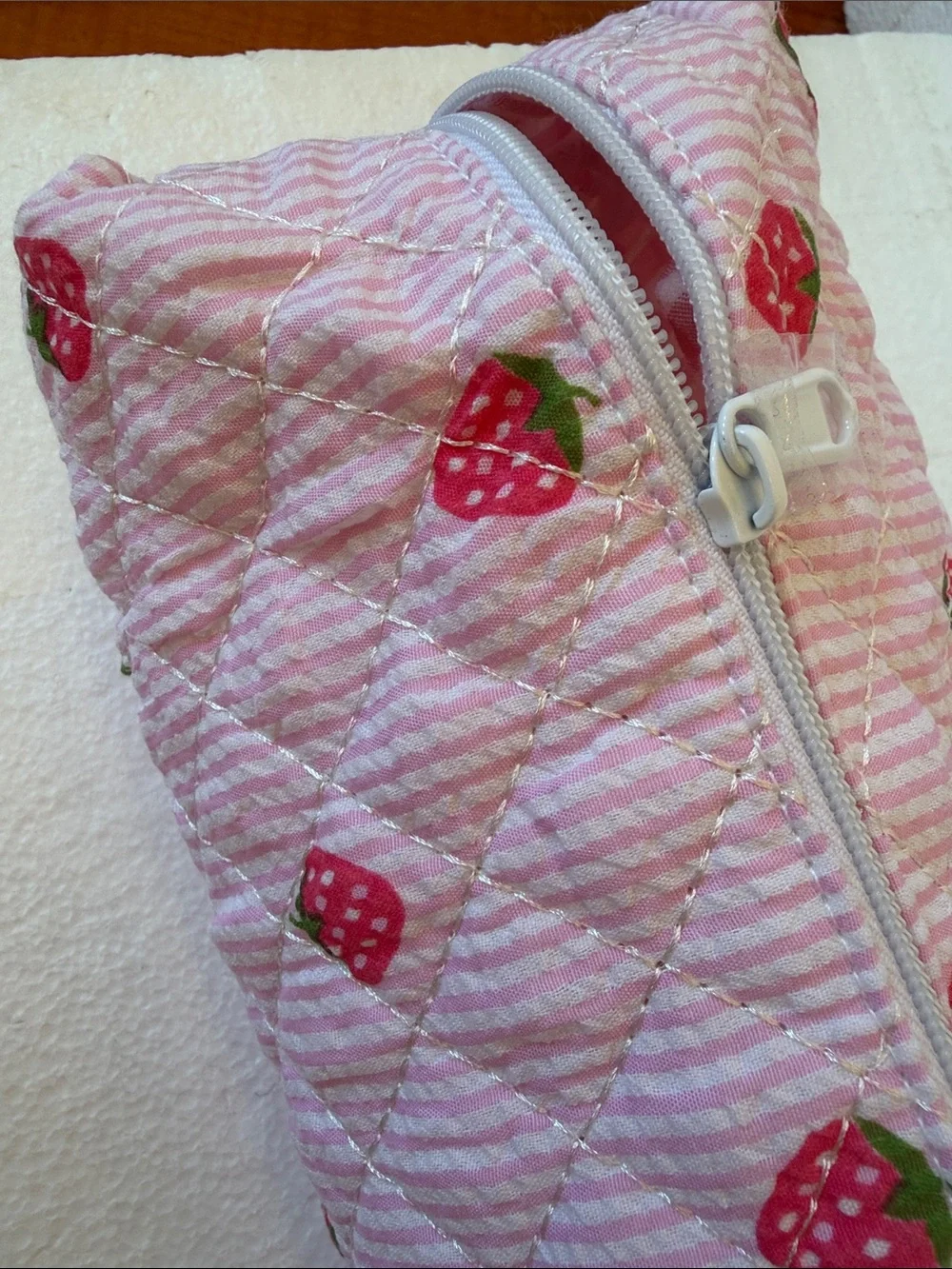 New Moon Nude  Handmade hair tool bag Quilted Pink Strawberry